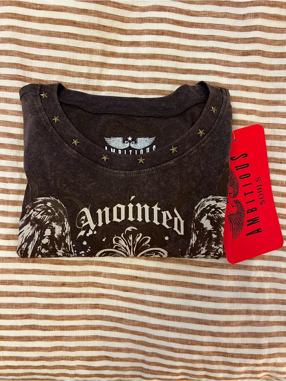 “Anointed” Graphic Wings T-Shirt - Brown